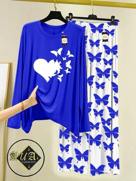2 Pcs Women's Stitched Printed Night Suit