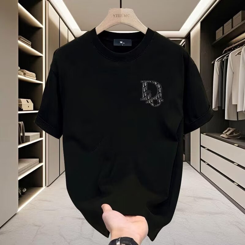 Fashionable Brand Men's Clothing New Summer Cotton Men's Short-Sleeved T-Shirt Loose Casual Round Neck Accessible Luxury Handsome Half-Sleeved Top