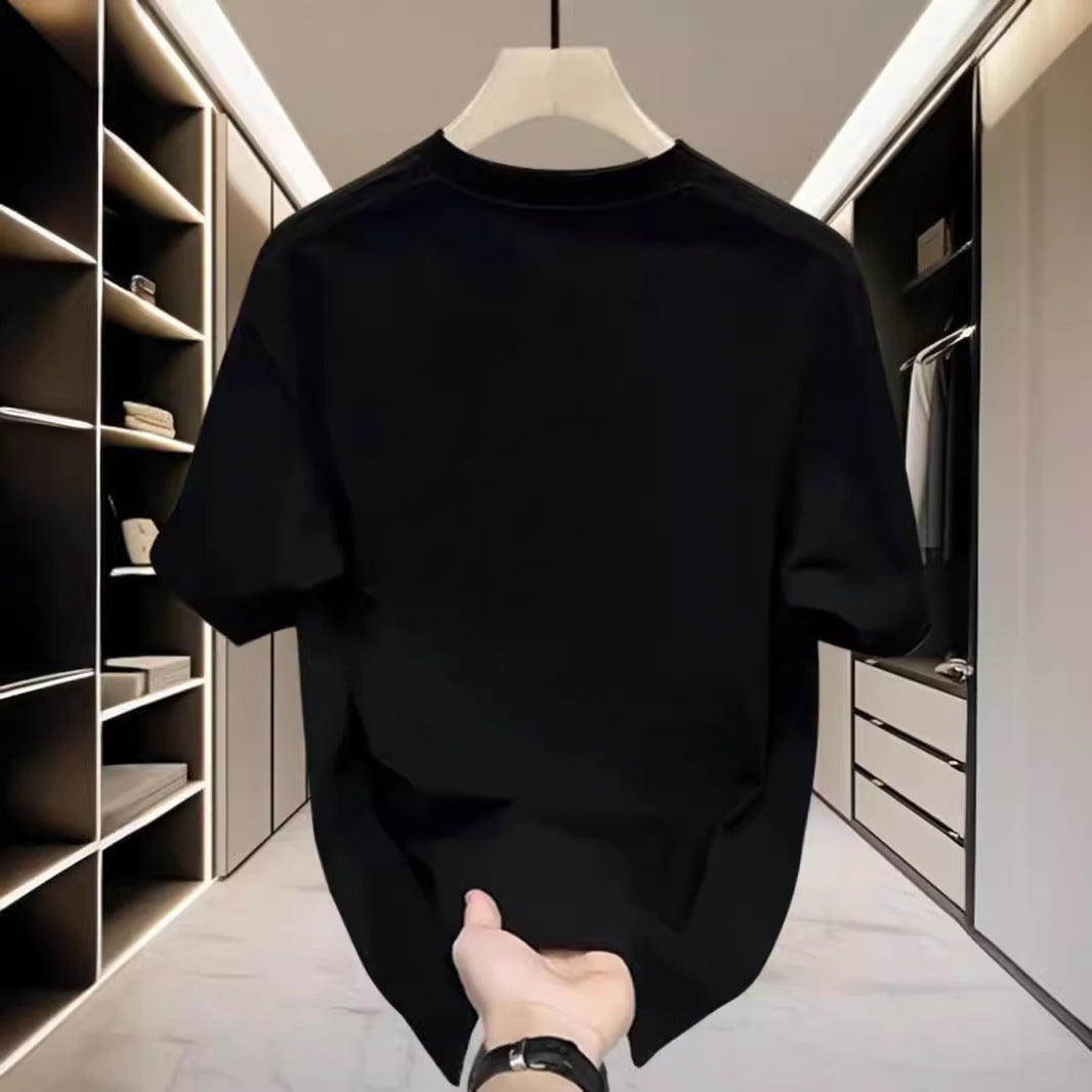 Fashionable Brand Men's Clothing New Summer Cotton Men's Short-Sleeved T-Shirt Loose Casual Round Neck Accessible Luxury Handsome Half-Sleeved Top