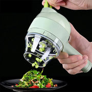 Rechargeable 4 In 1 Electric Vegetable Cutter With Multi-Function Slicer, Chopper, Grinder )