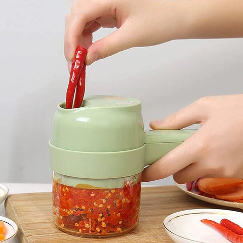 Rechargeable 4 In 1 Electric Vegetable Cutter With Multi-Function Slicer, Chopper, Grinder )