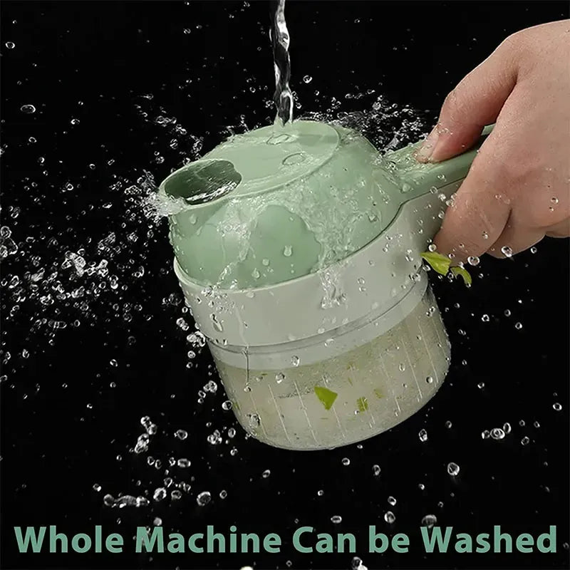 Rechargeable 4 In 1 Electric Vegetable Cutter With Multi-Function Slicer, Chopper, Grinder )