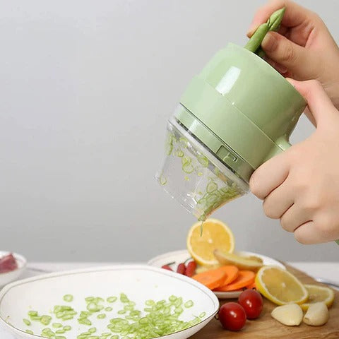 Rechargeable 4 In 1 Electric Vegetable Cutter With Multi-Function Slicer, Chopper, Grinder )